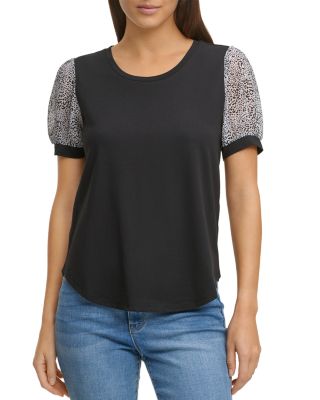 dkny mixed media top