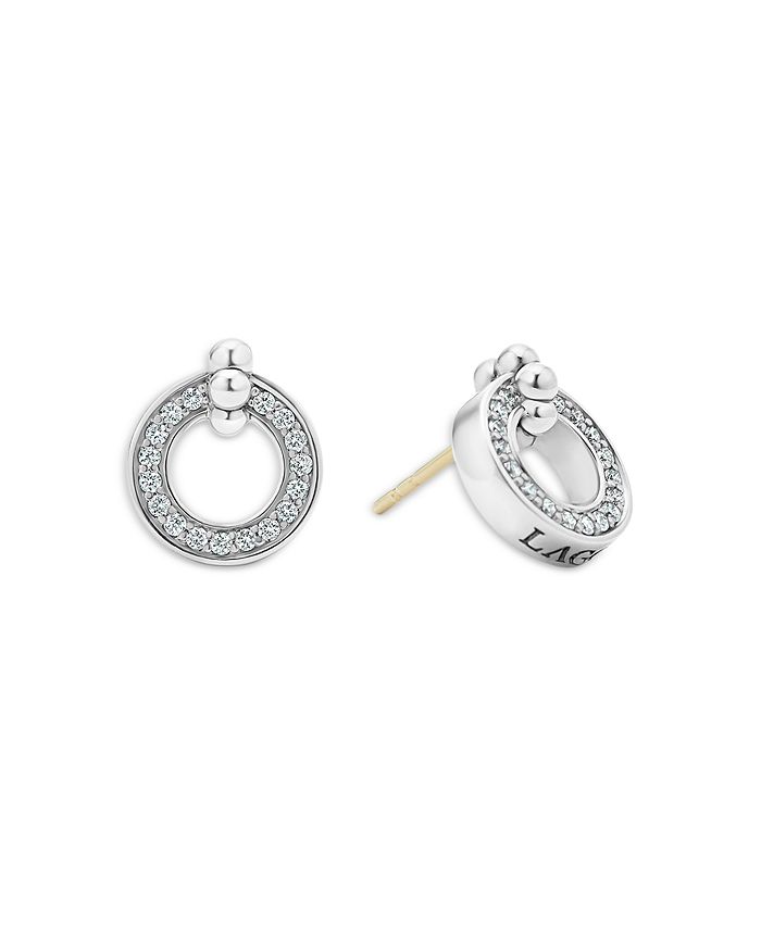 LAGOS - Sterling Silver Caviar Spark Diamond Circle Stud Earrings