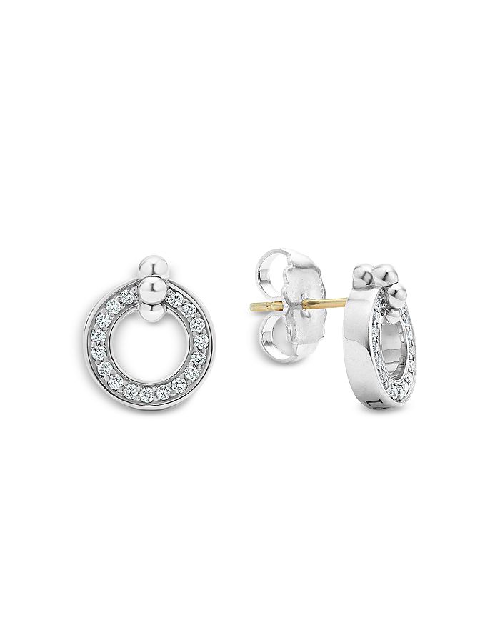 Shop Lagos Sterling Silver Caviar Spark Diamond Circle Stud Earrings