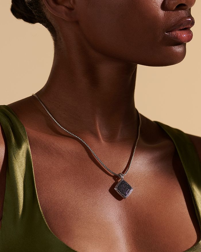 John Hardy Women's Classic Chain Sterling Silver, Black Sapphire & Black Spinel Square Pendant Necklace In Black/silver