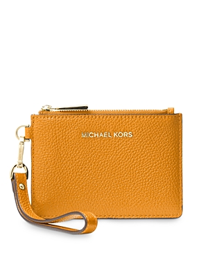 Shop Michael Michael Kors Small Leather Wristlet In Sun