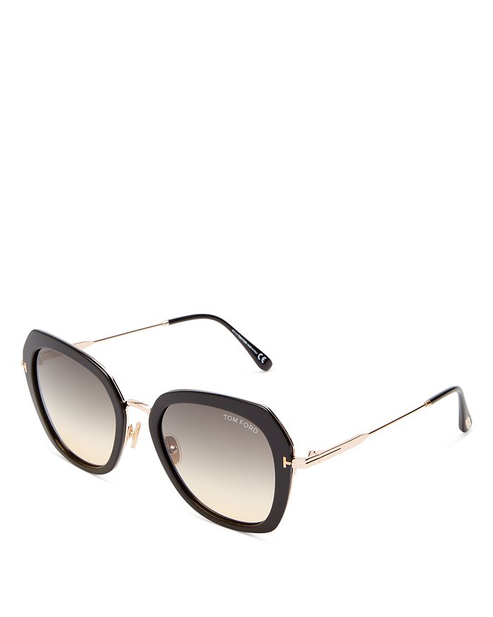 Shop Tom Ford Kenyan Round Sunglasses, 54mm In Shiny Black/gradient Smoke