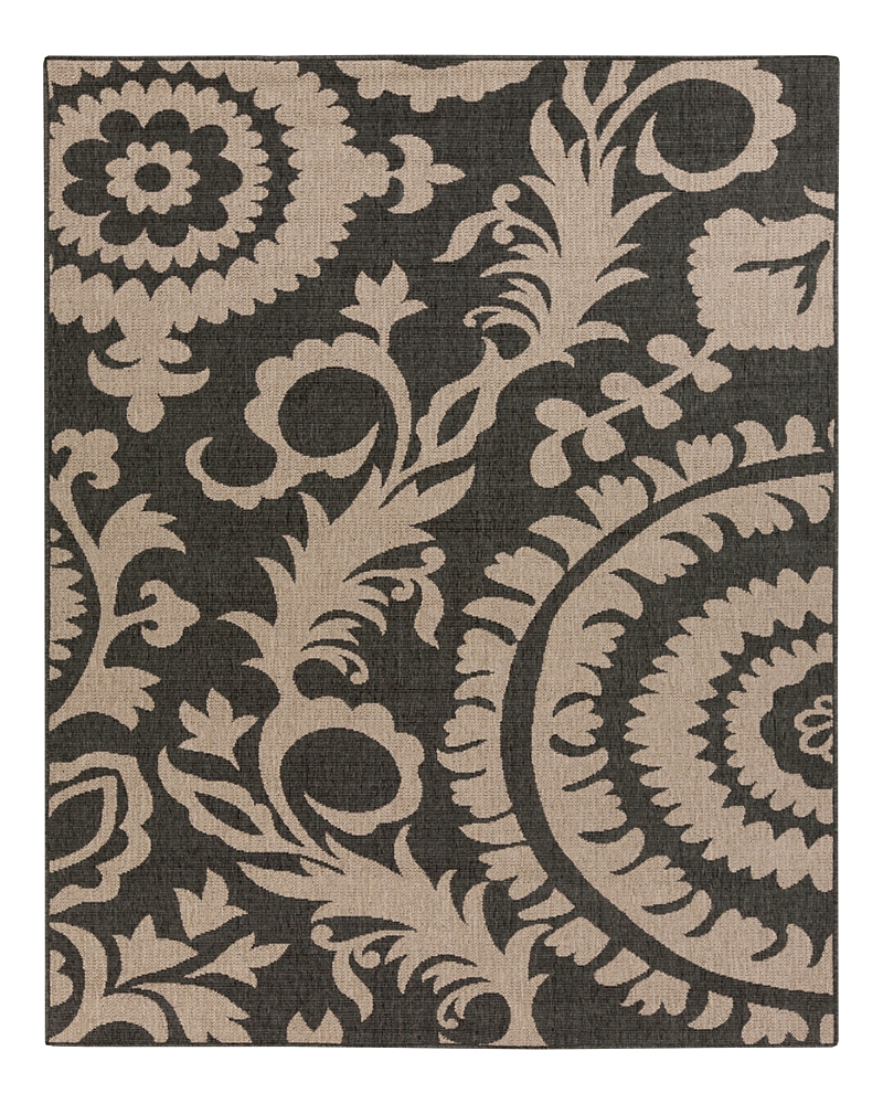 Surya Alfresco Alf D Area Rug, 7'3 X 10'6 In Black/camel