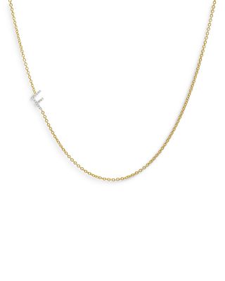 Zoe Lev 14K Yellow Gold Diamond Asymmetric Initial Necklace, 18