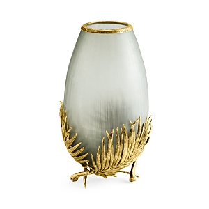 Shop Michael Aram Palm Medium Glass Vase In Gold