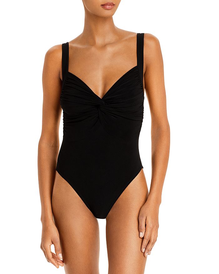 Shop Norma Kamali Twisted One Piece Swimsuit In Black