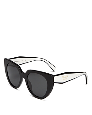 Prada Women's Cat Eye Sunglasses, 52mm In Black/talc /dark Gray