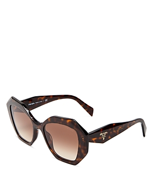 Shop Prada Symbole Geometric Sunglasses, 53mm In Tortoise/brown