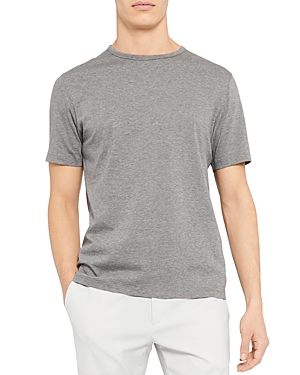 Theory Precise Crewneck Tee In Gray Melange