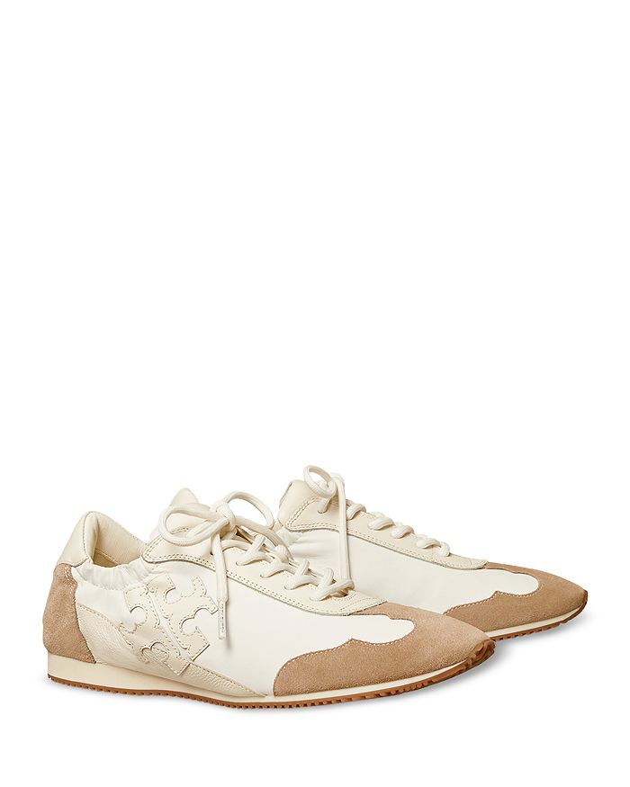 Tory Burch Tory Bicolor Mixed Leather Trainer Sneakers In White