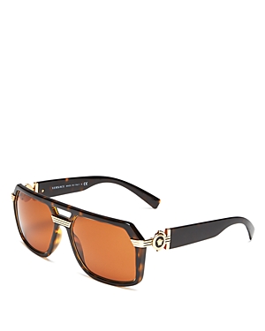 Versace Men's Brow Bar Square Sunglasses, 58mm In Dark Grey/brown