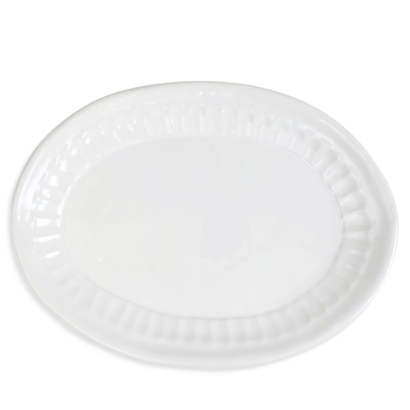 Vietri Pietra Serena Small Stoneware Oval Platter In Natural White