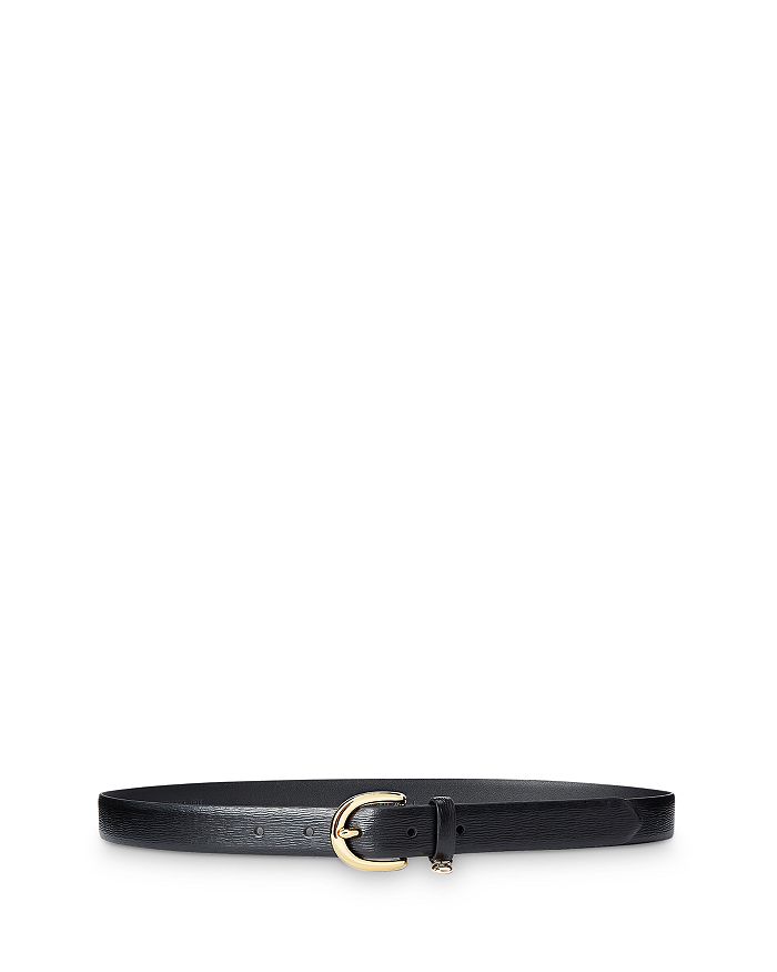 Lauren Ralph Lauren Charm Saffiano Leather Belt In Black