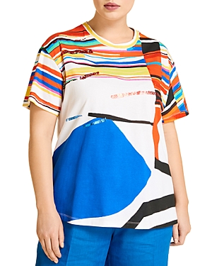 MARINA RINALDI VIENNA ABSTRACT STRIPE TEE,297204104000790