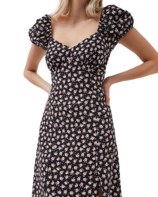 knee length dresses for ladies Polka Dot Eco Midi Dress Chocolate Brown/White