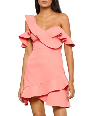 bcbgeneration off-the-shoulder flounce dress