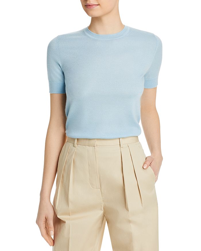 Tory Burch Short-Sleeve Iberia Cashmere Sweater | Bloomingdale's