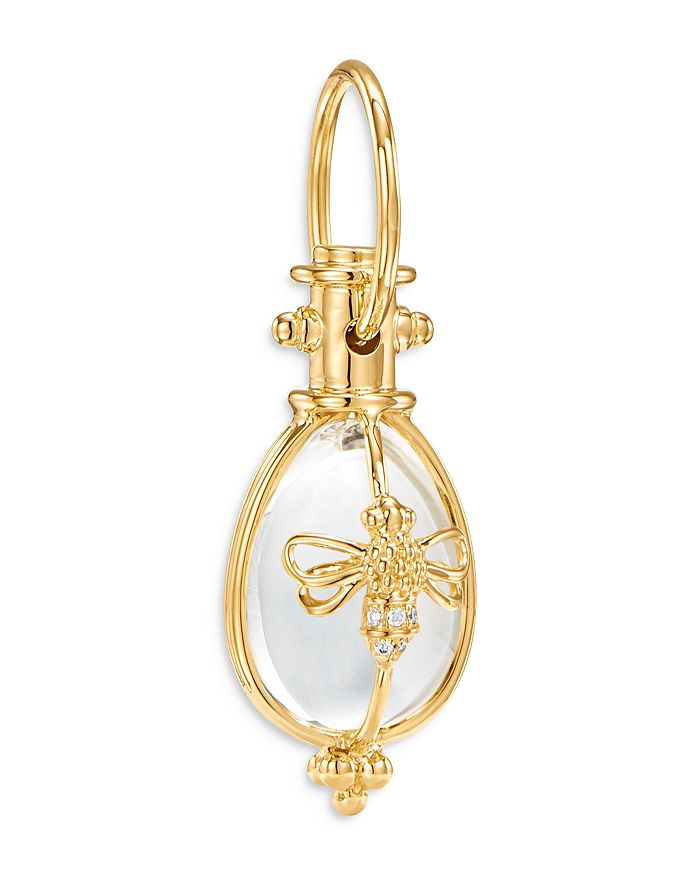 Shop Temple St Clair 18k Yellow Gold Classic Bee Crystal & Diamond Amulet