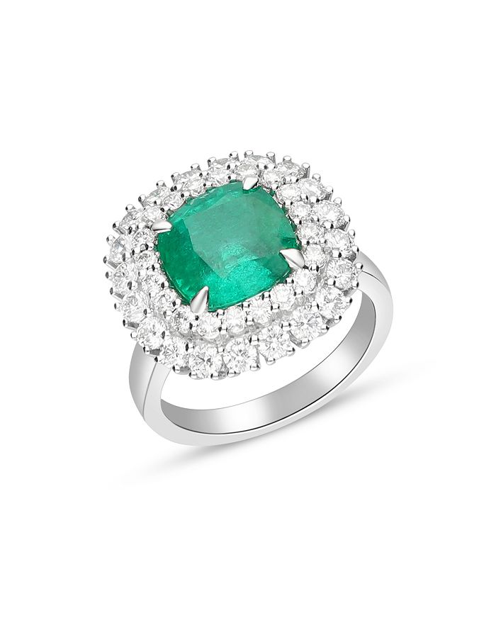 Bloomingdale's Emerald & Diamond Ring In 18k White Gold - 100% Exclusive In Green/white