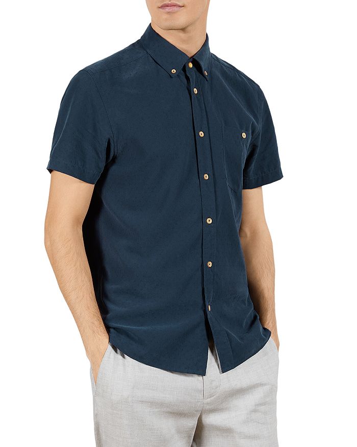 TED BAKER DOBBY BUTTON DOWN SHIRT,251913NAVY
