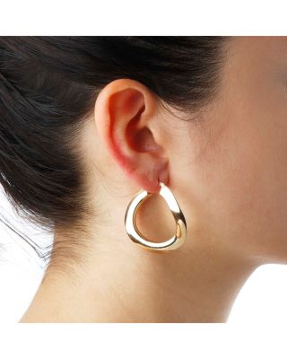 14K Yellow Gold Wavy Hoop Earrings