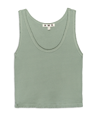 Amo Ribbed Cropped Tank Top In Surplus