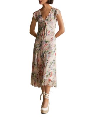 ralph lauren floral flutter sleeve dress