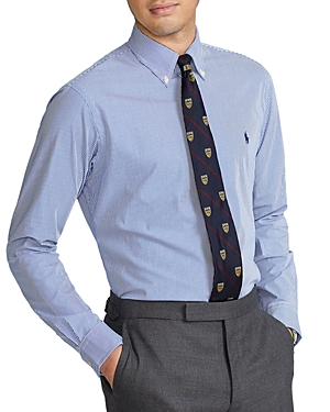 Shop Polo Ralph Lauren Cotton Poplin Classic Fit Button Down Shirt In Blue/white Hairline Stripe