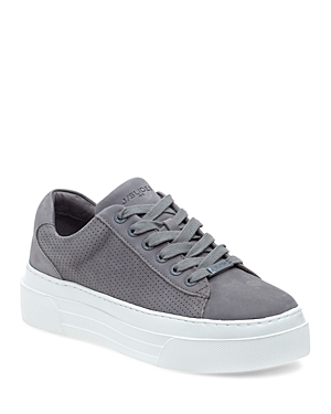 J/slides Women's Aroma Perforated Nubuck Leather Platform Sneakers In Light Gray Nubuck Leather