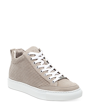 J/slides Women's Ludlow Perforated Nubuck Leather High Top Sneakers In Light Gray Nubuck Leather