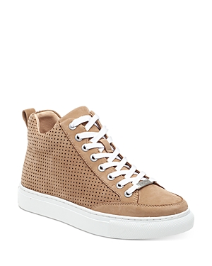 J/slides Women's Ludlow Perforated Nubuck Leather High Top Trainers In Sand Nubuck Leather
