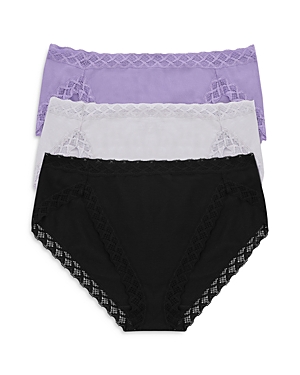 Natori Bliss French Cut Bikinis, Set Of 3 In French Lilac/mink/black