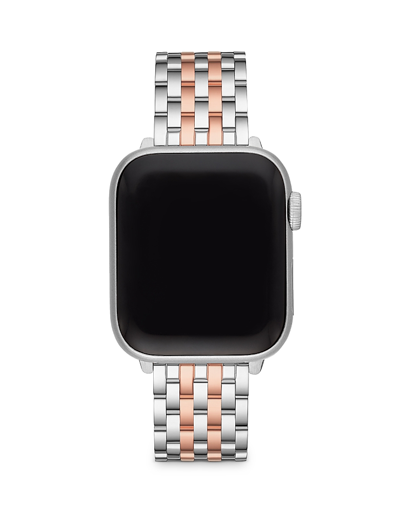 Michele 38mm 7-link Stainless Steel Bracelet For Apple Watch, Rose Gold In Silver/pink