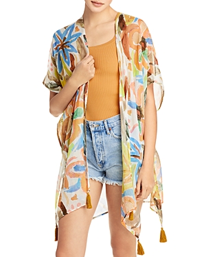 Echo Expressive Floral Duster Cover Up In Cream