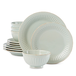 Lenox French Perle Groove 12 Piece Dinnerware Set In Ice Blue