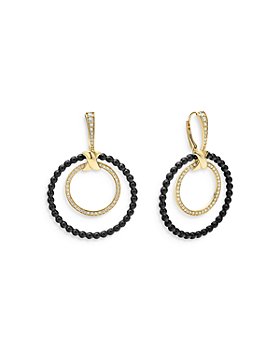 LAGOS - Meridian 18K Yellow Gold Caviar Ceramic Hoop Earrings with Diamonds
