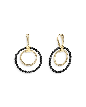 Lagos Meridian 18K Yellow Gold Caviar Ceramic Hoop Earrings with Diamonds