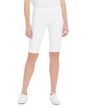 Nydj Briella Printed Denim Shorts With Roll Cuffs In Optic White