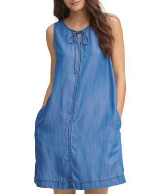 denim dress sweetheart neckline