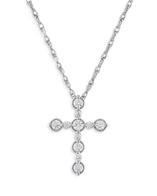 Bloomingdale's Fine Collection Diamond Cross Pendant Necklace in 14K White Gold, 0.25 ct. t. w. - Exclusive