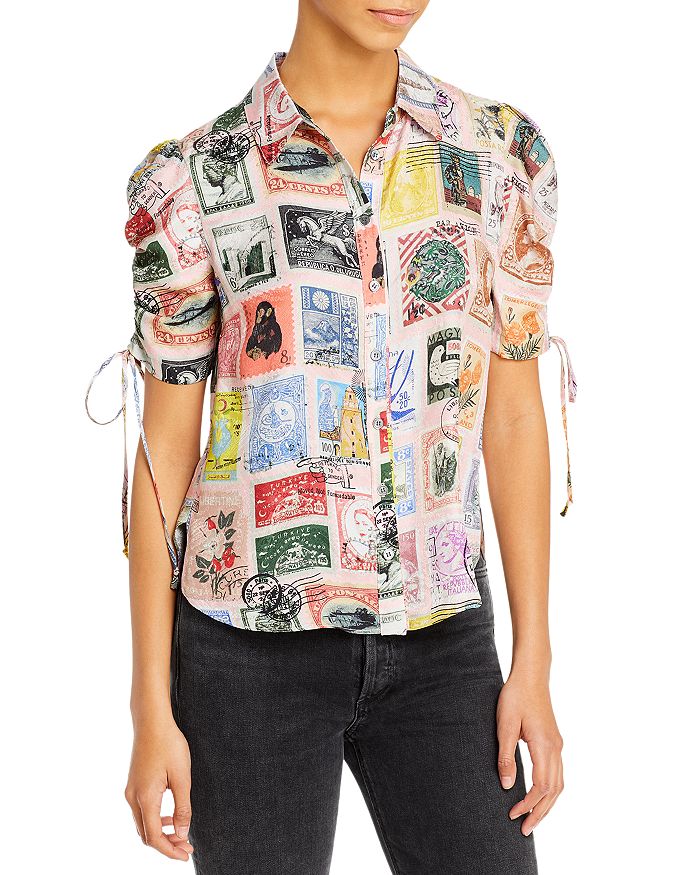 Libertine Sending Our Love Stamps Adjustable Sleeve Blouse Bloomingdale's