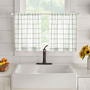 Elrene Home Fashions Farmhouse Living Double Windowpane Plaid Tier Set, 30 X 24 In White/grey