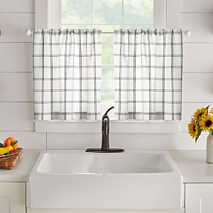 Elrene Home Fashions Farmhouse Living Double Windowpane Plaid Tier Set, 30 X 24 In White/sage