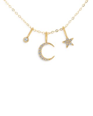 Moon & Meadow - 14K Yellow Gold Diamond Triple Moon and Star Pendant Necklace, 18" - 100% Exclusive