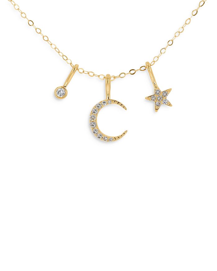 Moon & Meadow 14k Yellow Gold Diamond Triple Moon And Star Pendant Necklace, 18 - 100% Exclusive In White/gold