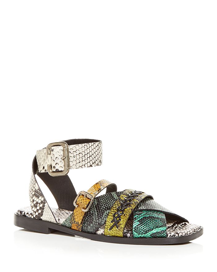 Freda Salvador Women s Clare Snake Embossed Square Toe Sandals