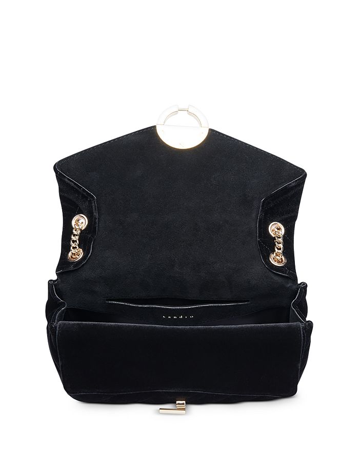 Shop Sandro Yza Quilted Velvet Bag In Black
