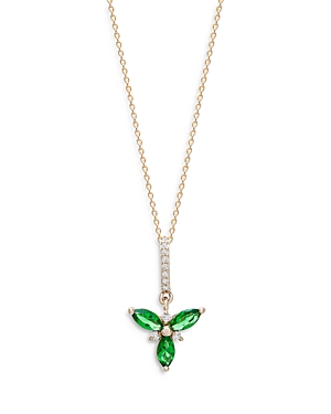 Bloomingdale's Emerald & Diamond Pendant Necklace In 14k Yellow Gold, 18 - 100% Exclusive In Green/gold