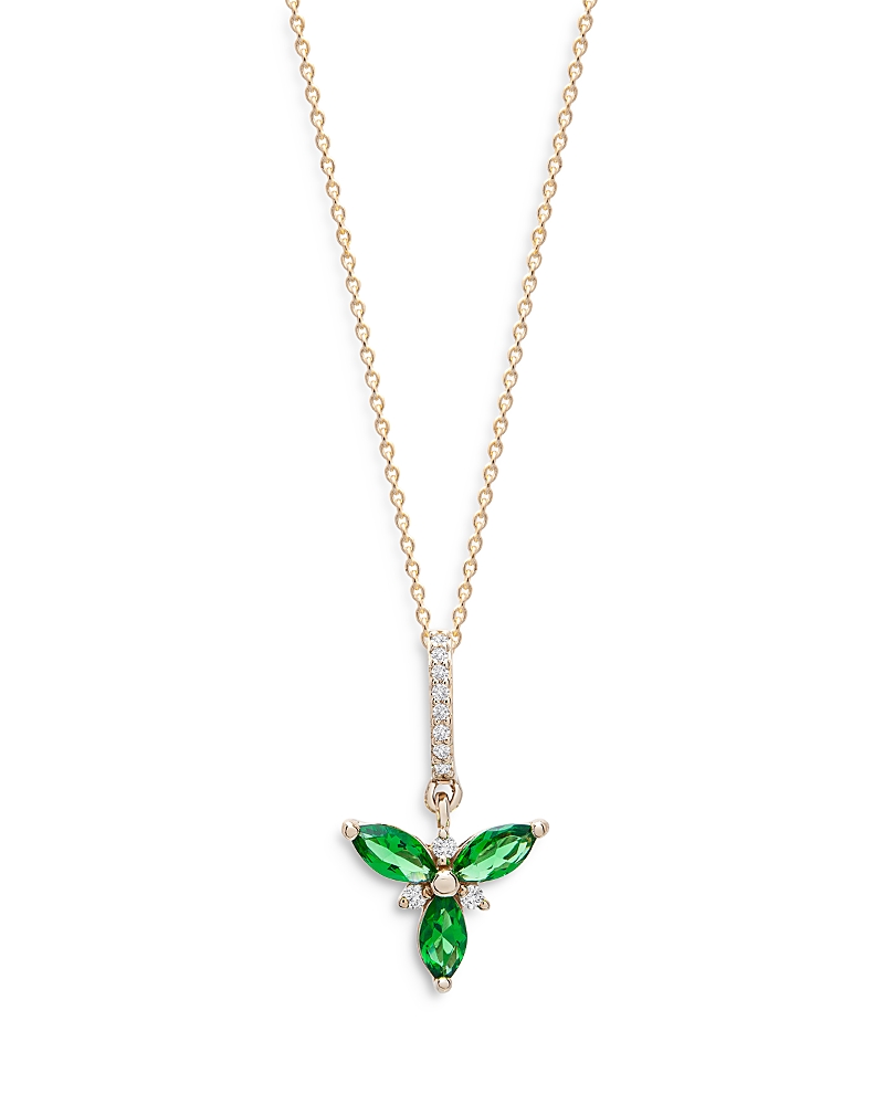 Bloomingdale's Emerald & Diamond Pendant Necklace In 14k Yellow Gold, 18 - Exclusive In Green/gold