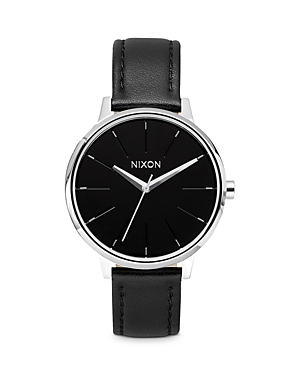 Shop Nixon The Kensington Leather Watch, 36.5mm In Black